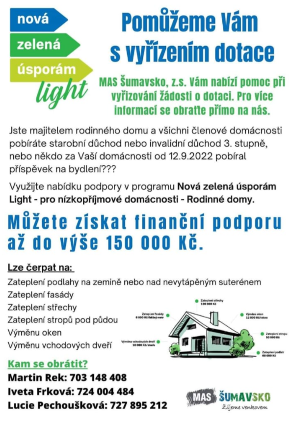 Letáček ohledně dotace