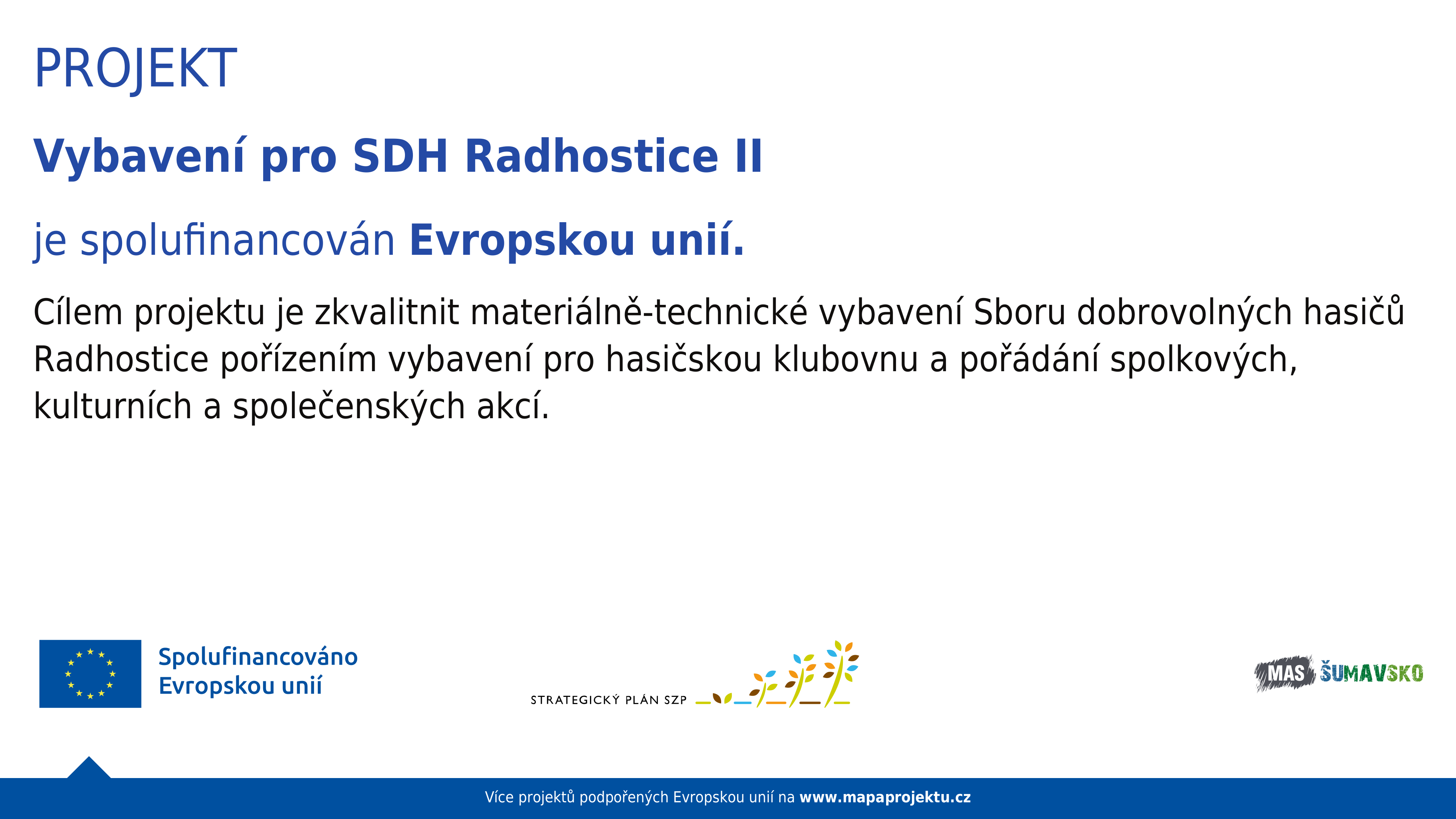 SDH RADHOSTICE - povinná publicita projektu